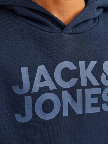 Jack & Jones Hanorac baieti, Regular Fit cu buzunar tip marsupiu si imprimeu cu logo, Bleumarin inchis - Img 4