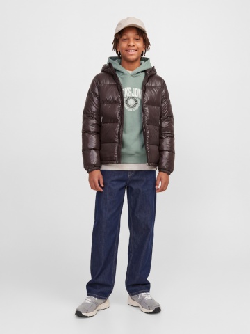 Jack & Jones Hanorac baieti, Regular Fit, fara buzunare, cu imprimeu cu logo, JJCOLLEGEY, Verde - Img 5