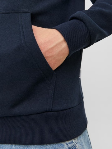 Jack & Jones Hanorac barbati, cu buzunar tip marsupiu, Relaxed Fit, JJEBRADLEY, Bleumarin inchis - Img 4