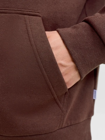 Jack & Jones Hanorac barbati, cu buzunar tip marsupiu, Relaxed Fit, JJEBRADLEY, Visiniu - Img 4