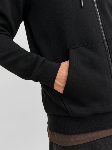 Jack & Jones Hanorac barbati, cu fermoar si gluga, Regular fit, JJEBRADLEY, Negru - Img 4