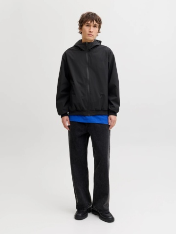 Jack & Jones Jacheta barbati, subtire cu gluga si buzunare oblice, Negru - Img 4