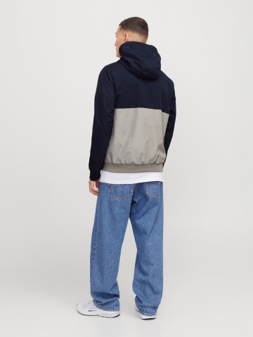 Jack & Jones Jacheta bomber cu gluga, JJERUSH HOOD, Bleumarin inchis/Gri - Img 2