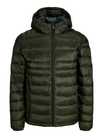 Jack & Jones Jacheta matlasata, barbati, cu gluga, Regular fit, JJEKINGSLEY, Verde inchis - Img 8