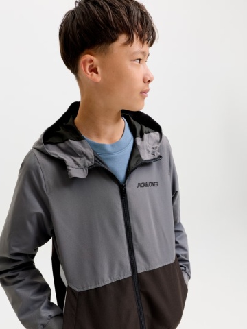 Jack & Jones Jacheta softshell, baieti, cu gluga, Regular fit, Gri inchis - Img 5