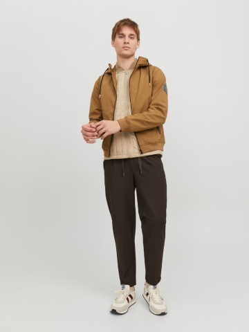 Jack & Jones Jacheta softshell, barbati, cu gluga, Regular fit, JJEBASIC, Maro - Img 6