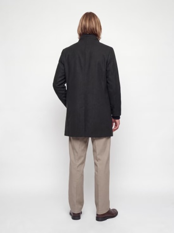 Jack & Jones Palton barbati din amestec de lana, cu dubla inchidere, Negru - Img 2