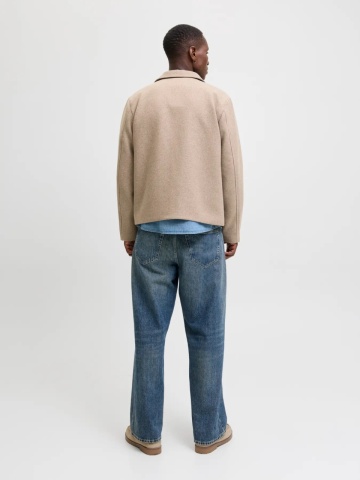 Jack & Jones Palton scurt barbati, JEHARRIS, cu guler inalt si 2 buzunare oblice, Maro deschis - Img 2