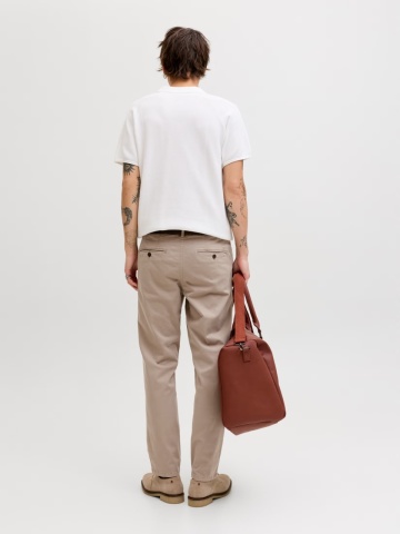 Jack & Jones, Pantaloni chino barbati, cu talie medie, Regular Fit, Jpstollie, Maro - Img 6