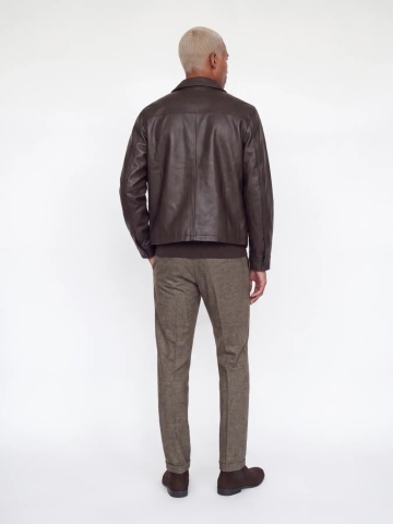 Jack & Jones Pantaloni chino, barbati, cu talie medie, Regular Fit, JPSTOLLIE, Maro inchis - Img 5