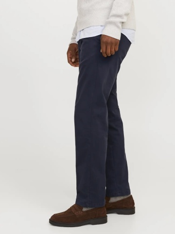 Jack & Jones, Pantaloni chino barbati, cu talie medie, Relaxed Fit, JPSTKANE BARRET, Bleumarin inchis - Img 3