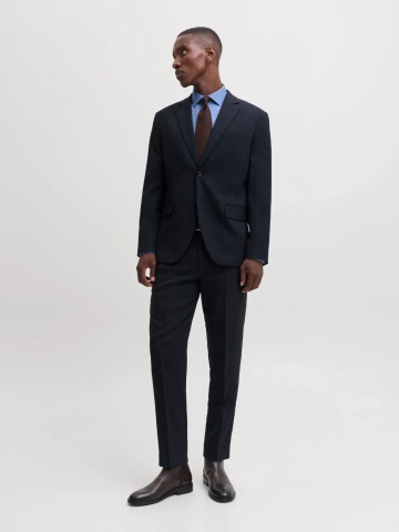 Jack & Jones Pantaloni costum barbati, din amestec de lana, cu talia medie, Slim fit, JPRSOLARIS, Bleumarin inchis - Img 5