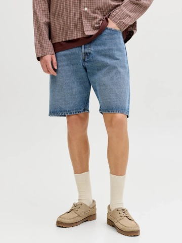 Jack & Jones Pantaloni scurti de blug barbati, JJITONY JJORIGINAL, cu talie inalta, Relaxed Fit, Albastru