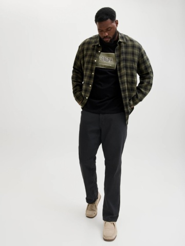 Jack & Jones Plus Blugi JJIGLENN, barbati big sizes, cu talie joasa si croiala Slim fit, Negru - Img 5