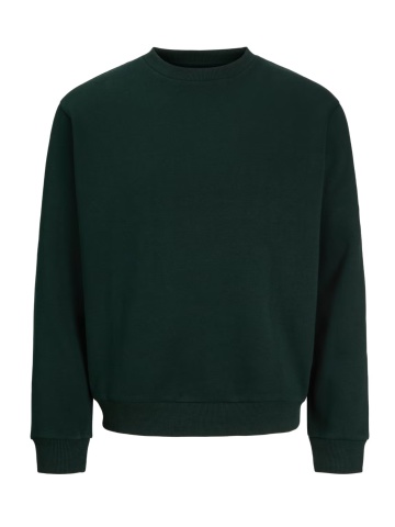 Jack & Jones Plus Bluza barbati big sizes, cu decolteu la baza gatului, Relaxed Fit, JJEBRADLEY, Verde inchis - Img 9