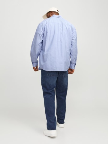 Jack & Jones Plus Camasa casual barbati big sizes, din bumbac organic, Albastru - Img 2