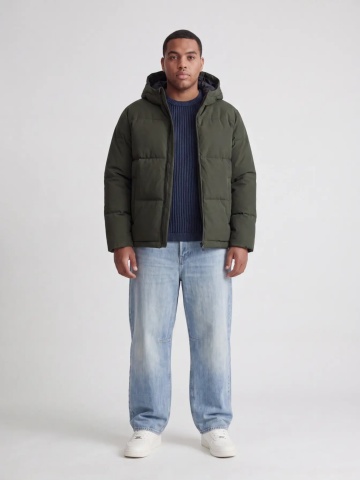 Jack & Jones Plus Geaca barbati big sizes, cu gluga, Regular fit, JJGALAXY, Verde inchis - Img 3