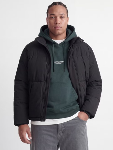 Jack & Jones Plus Geaca barbati big sizes, PUFFER, fara gluga, Regular fit, JJESOHO, Negru - Img 3