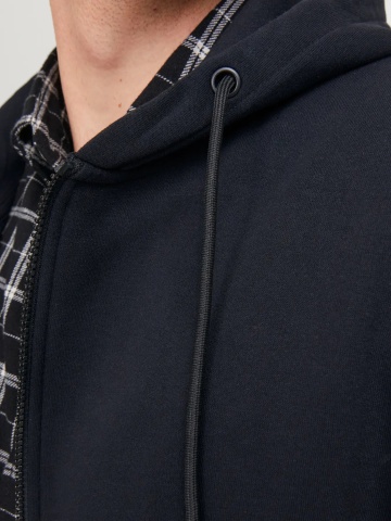 Jack & Jones Plus Hanorac cu fermoar, barbati big sizes, Relaxed Fit, JJEBRADLEY, Negru - Img 4