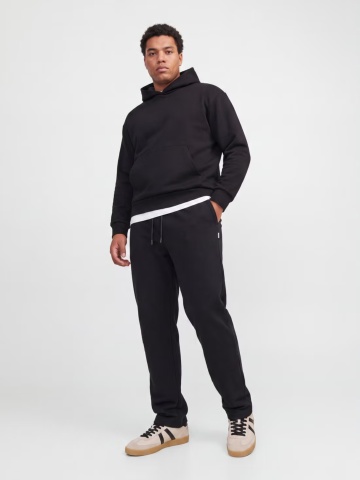 Jack & Jones Plus Pantaloni de trening barbati big sizes, cu talie medie, croiala Relaxed fit, JPSTKANE BRADLEY, Negru - Img 5