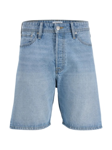 Jack & Jones Plus Pantaloni scurti de blug barbati big sizes, cu talie inalta, din bumbac, Relaxed Fit, Tony, Albastru deschis - Img 7