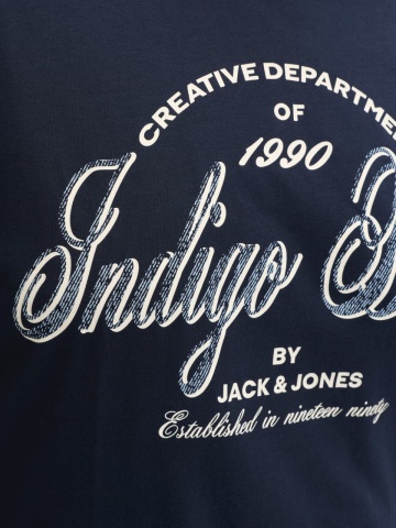 Jack & Jones Plus Tricou barbati big sizes, Denver, cu imprimeu text, Bleumarin inchis - Img 5