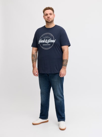 Jack & Jones Plus Tricou barbati big sizes, imprimeu text cu logo, Bleumarin inchis - Img 6