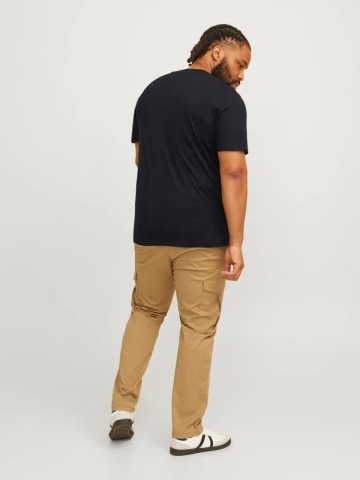 Jack & Jones Plus Tricou barbati big sizes, Relaxed Fit, imprimeu cu logo, Negru - Img 7