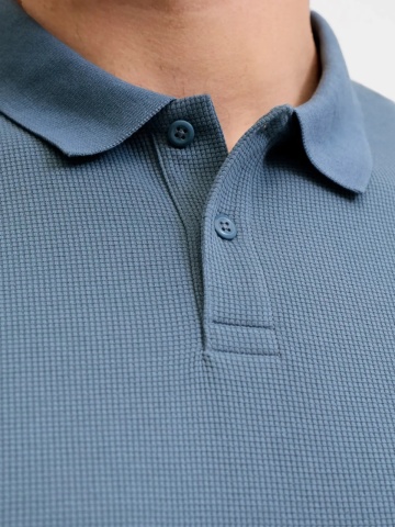 Jack & Jones Plus Tricou polo barbati big sizes, cu logo, Regular fit, Austin, Albastru - Img 4
