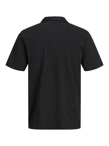 Jack & Jones Plus Tricou polo barbati big sizes, din jerseu de bumbac, Regular Fit, Negru - Img 2