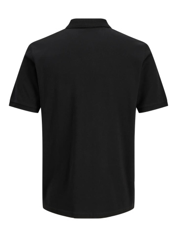 Jack & Jones Plus Tricou polo barbati big sizes, din piqué de bumbac, Regular fit, JJRUSH, Negru - Img 2