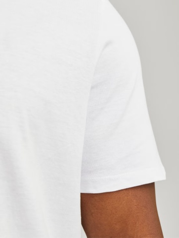 Jack & Jones Plus Tricou simplu barbati big sizes, Bradley, decolteu la baza gatului, Alb - Img 4