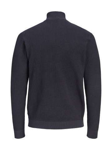 Jack & Jones Pulover barbati cu fermoar la baza gatului, din bumbac organic, JPRBLUSTANLEY, Bleumarin inchis - Img 2