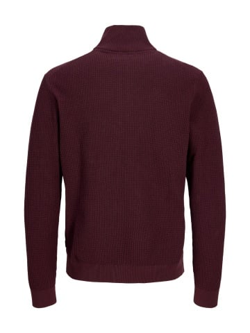 Jack & Jones Pulover barbati cu fermoar la baza gatului, din bumbac organic, JPRBLUSTANLEY, Bordeaux - Img 2