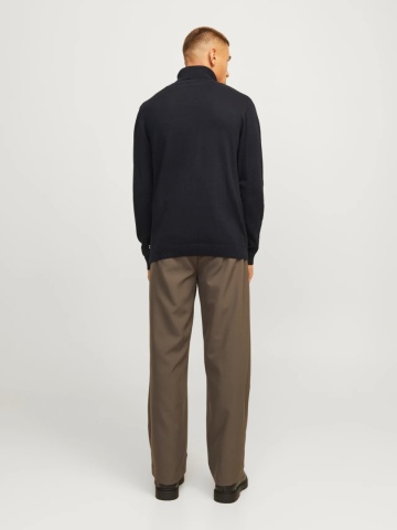 Jack & Jones Pulover barbati, simplu cu guler inalt, Negru - Img 2