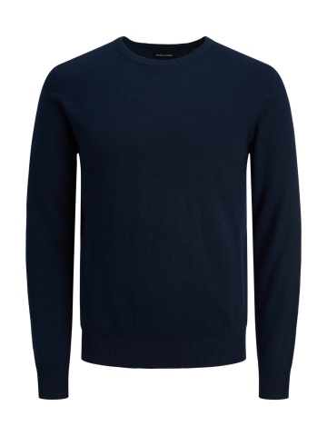 Jack & Jones Pulover tricotat barbati, cu decolteu la baza gatului, JJEEMIL, Bleumarin inchis - Img 7