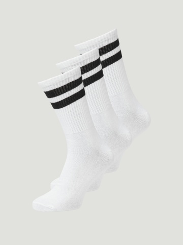 Jack & Jones Set 3 perechi de sosete tenis, barbati, JACTRAVIS, cu logo, Alb