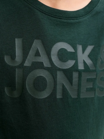 Jack & Jones Tricou baieti, din bumbac organic, Regular fit la baza gatului, JJECORP, Verde inchis - Img 4