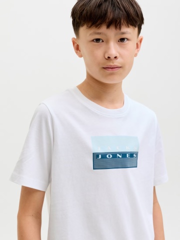 Jack & Jones Tricou baieti, Regular fit la baza gatului, Alb - Img 5