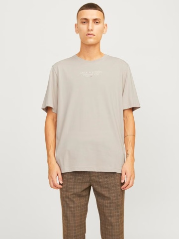 Jack & Jones Tricou barbati cu imprimeu text Jack & Jones Premium, Crem