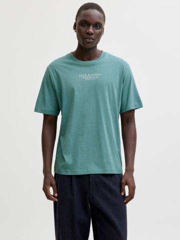 Jack & Jones Tricou barbati cu imprimeu text Jack & Jones Premium, Verde deschis