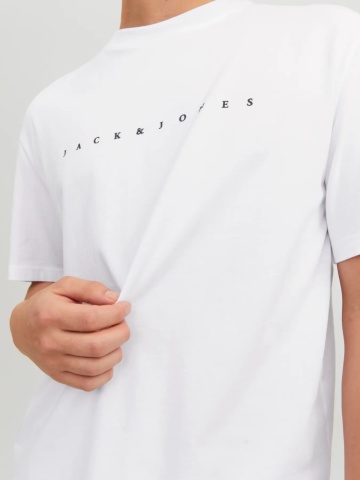 Jack & Jones Tricou barbati JJESTAR JJ TEE SS, cu textul Jack & Jones, Relaxed Fit, Alb - Img 3