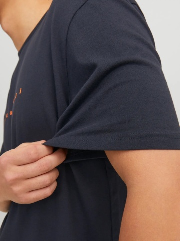 Jack & Jones Tricou barbati JJESTAR JJ TEE SS, cu textul Jack & Jones, Relaxed Fit, Bleumarin inchis - Img 4