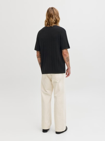 Jack & Jones Tricou barbati la baza gatuilui, din bumbac organic, Relaxed Fit, JJEBRADLEY, Negru - Img 7