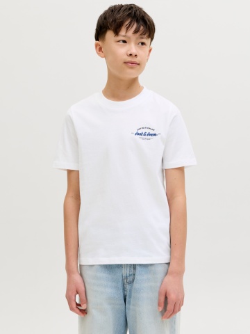 Jack & Jones Tricou cu decolteu la baza gatului, baieti, din bumbac, Regular Fit, Alb