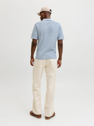Jack & Jones, Tricou polo barbati cu aspect tricotat, Regular fit, Albastru pastel - Img 7