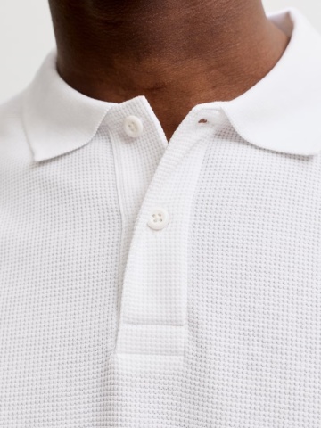 Jack & Jones Tricou polo barbati, din amestec de bumbac, Regular Fit, JJEAUSTIN, Alb - Img 4