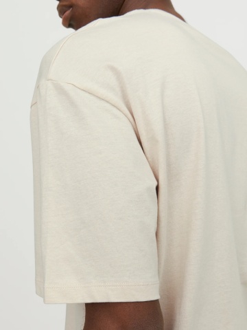 Jack & Jones, Tricou simplu, Bradley, barbati, din bumbac, Relaxed fit, Bej - Img 5