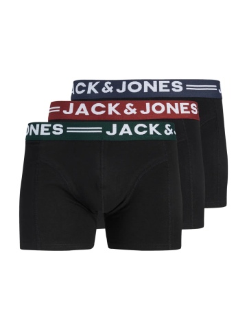 Jack & Jones Underwear barbati Set 3 perechi de boxeri, cu talie medie, SENSE, Negru