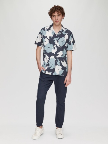 Q/S by s.Oliver Camasa barbati cu maneca scurta, Regular Fit cu imprimeu floral, Alb - Img 4